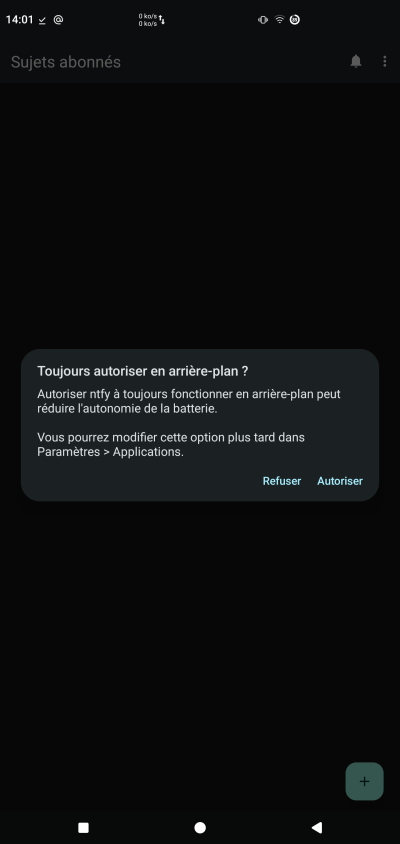 Autoriser le fonctionnement en arrière-plan