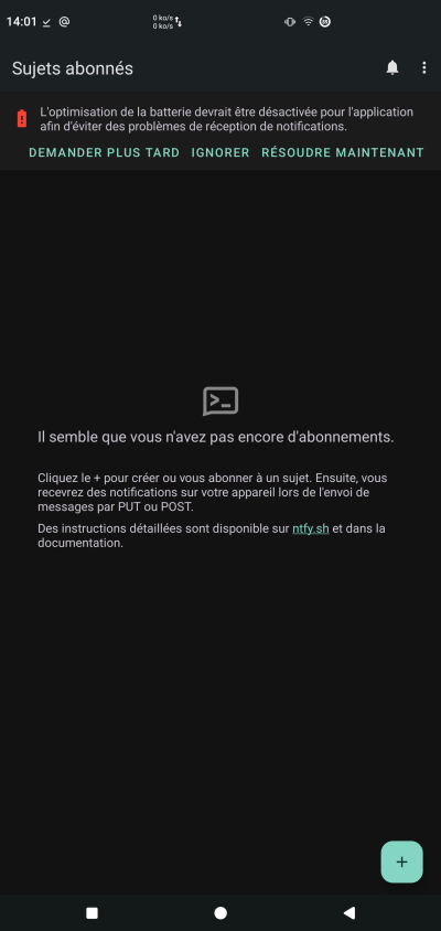 Le bandeau d'optimisation de la batterie