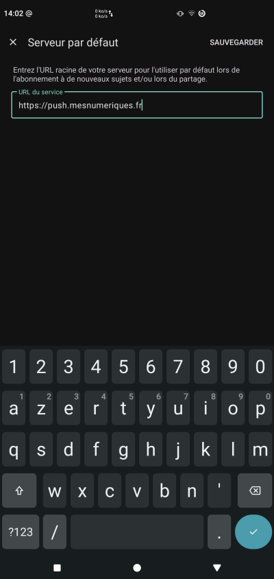 Configurer l'URL du serveur personnalisé